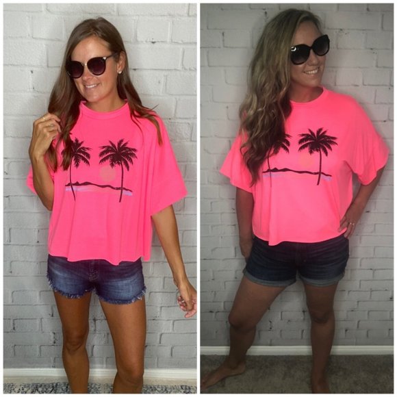 Fantastic Fawn Tops - Fantastic Fawn Neon Pink Beach Top